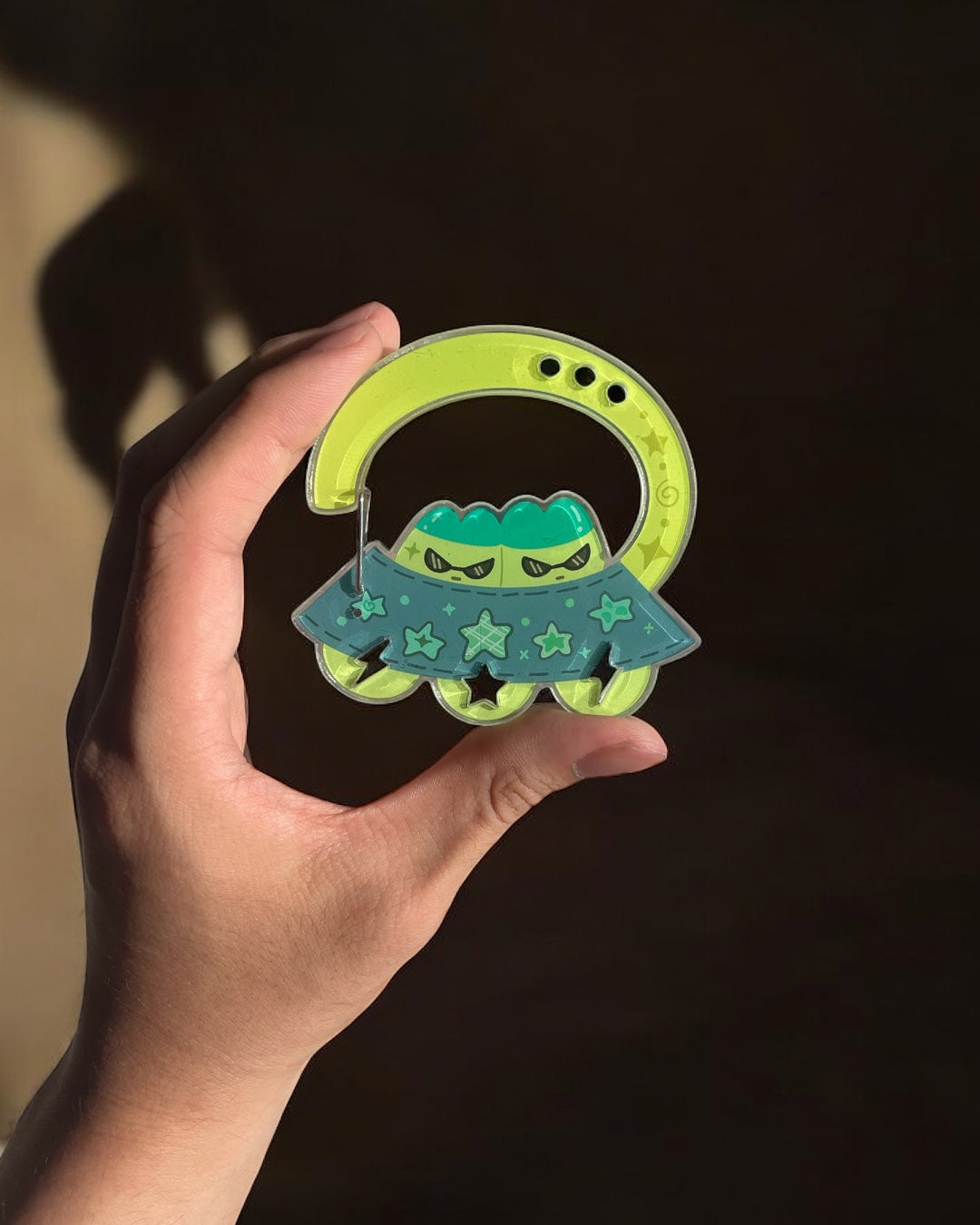 Alien Twins Acrylic Carabiner