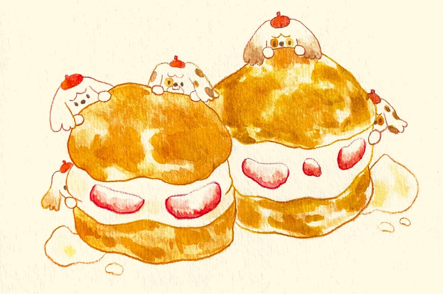 Strawberry Creampuff Doggos Print