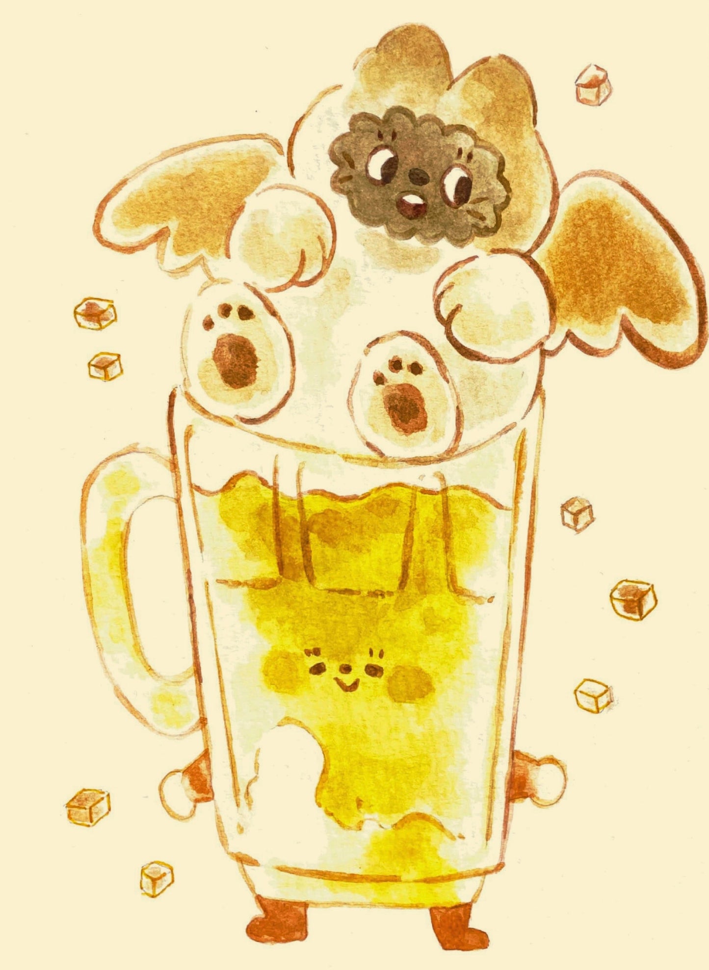 Otter and Cat Beer Print