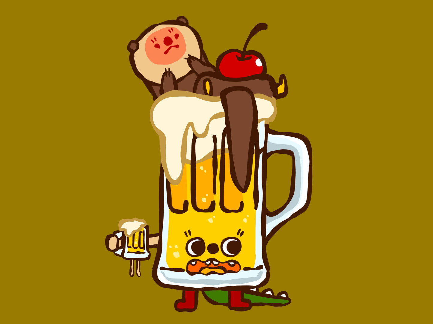 Otter and Cat Beer Print