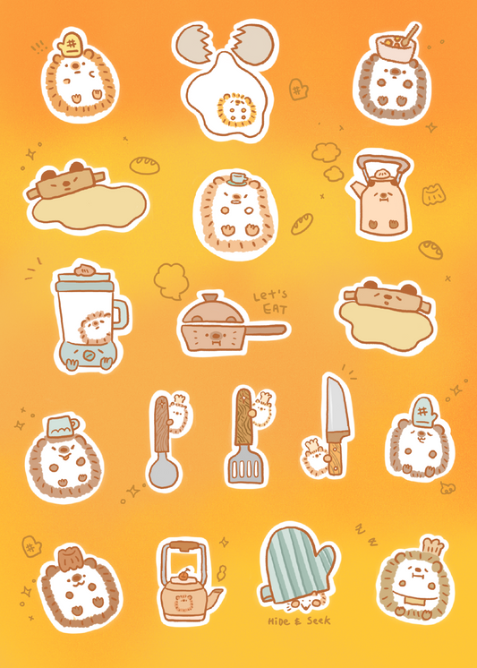 Hedgehog Chef Stickersheet