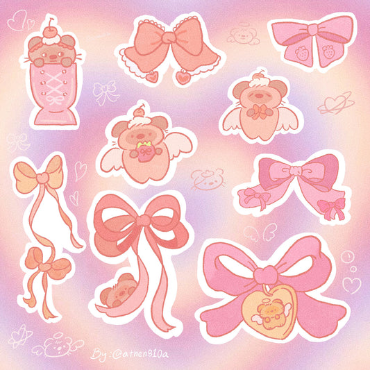 Pink Ribbon Otter Sticker Sheet