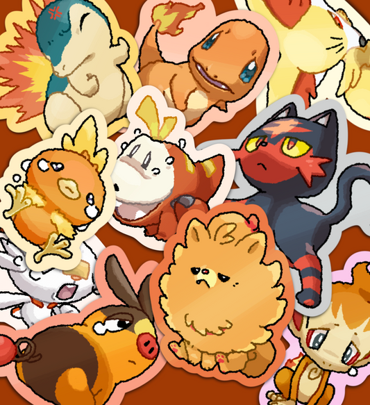 Starters Pokemon Vinyl Sticker - Fire