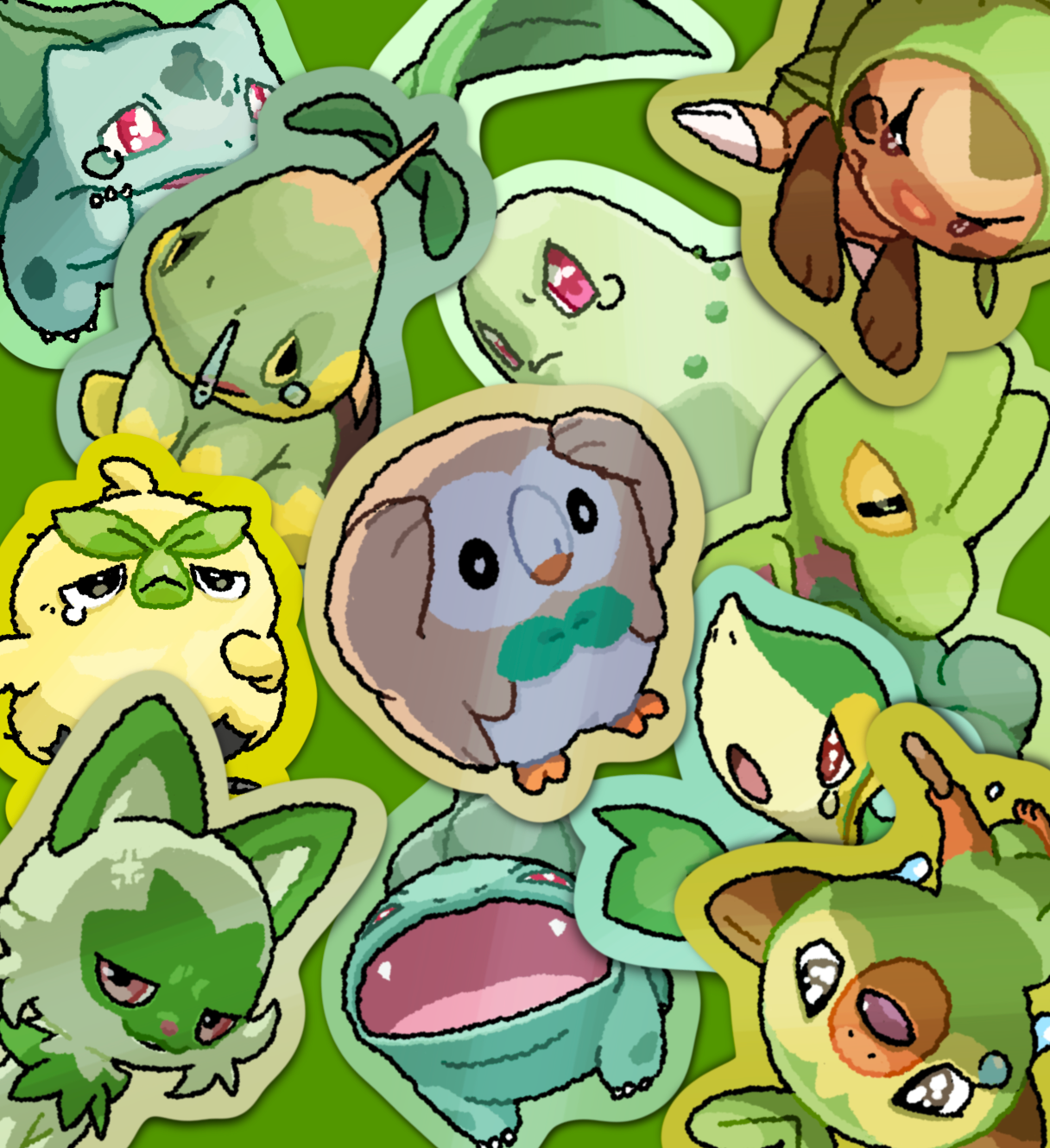 Starters Pokemon Vinyl Sticker - Grass – Foxy Mart