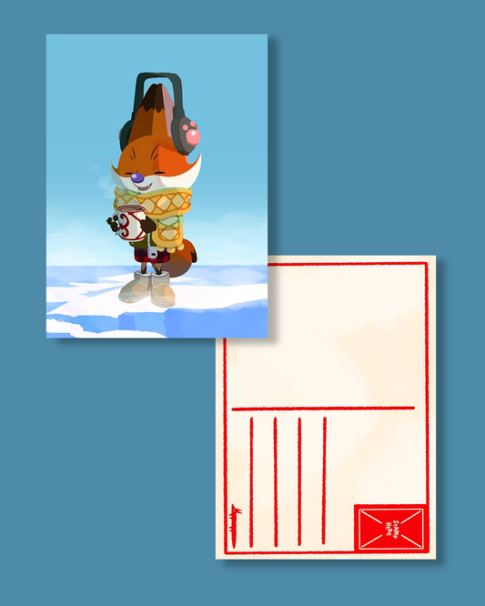 Fawley the Fox – Winter Version Postcar