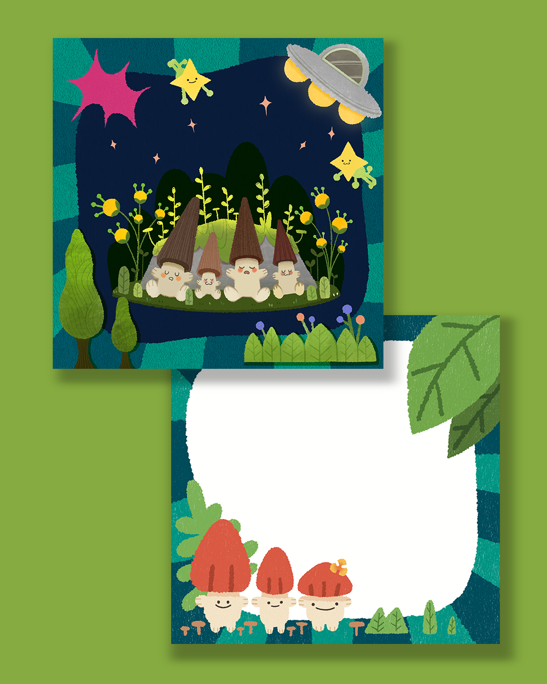 sleeping beauty with alien - Art postcard